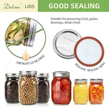 Dalzom® 72Pcs Canning Lids Regular Mouth, Premium Mason Jar Lids for Regular Mouth Ball, Kerr Jars - Food Grade Material, 100% Fit & Airtight for Regular Mouth Mason Jars