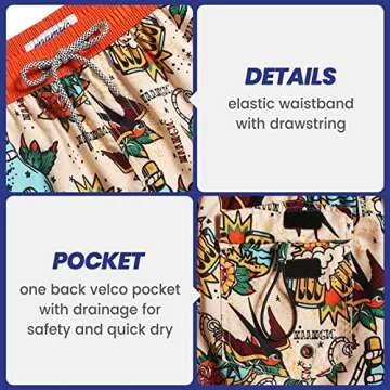 maamgic Mens Vintage Swim Trunks - Quick Dry Board Shorts