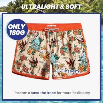 maamgic Mens Vintage Swim Trunks - Quick Dry Board Shorts