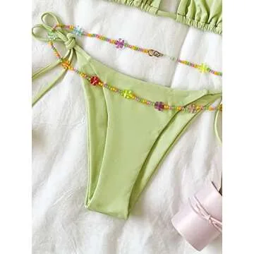 SHENHE Women's 2 Piece Sexy Bikini Sets Halter Tie Side Triangle Swimsuits L Mint Green