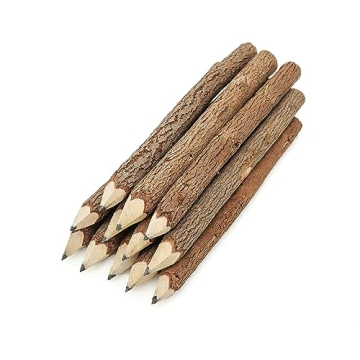 BSIRI Pencil Wood Graphite Wooden Tree Rustic Twig Pencils Birch of 12 Camping Lumberjack Decoration...