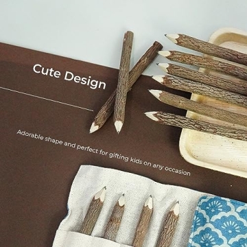 Rustic Wooden Tree Twig Pencils Set for Kids and Artists