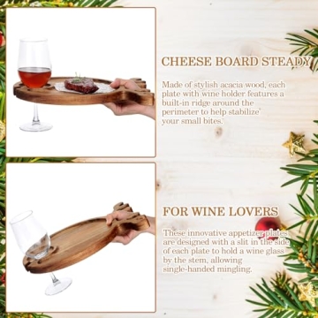 Maxcheck Christmas Charcuterie Boards with Wine Holder | Set of 6
