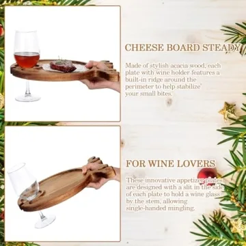 Maxcheck Christmas Charcuterie Boards with Wine Holder | Set of 6