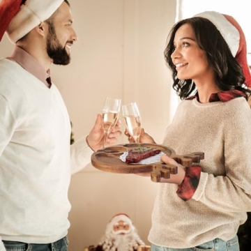 Maxcheck Christmas Charcuterie Boards with Wine Holder | Set of 6