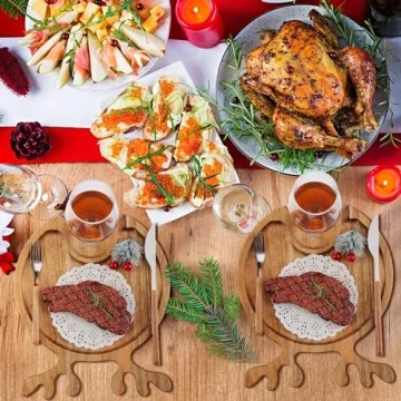 Maxcheck Christmas Charcuterie Boards with Wine Holder | Set of 6