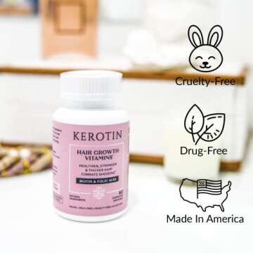 Kerotin Hair Growth Vitamins with Biotin & DHT Blocker - 60 Pills