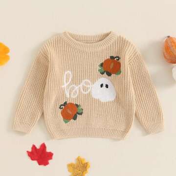 MAYUMMPY Toddler Baby Boy Girl Halloween Sweater Pumpkin Warm Pullover Sweatshirt Knitwear Knitted F...