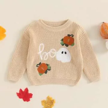 MAYUMMPY Toddler Baby Boy Girl Halloween Sweater Pumpkin Warm Pullover Sweatshirt Knitwear Knitted F...