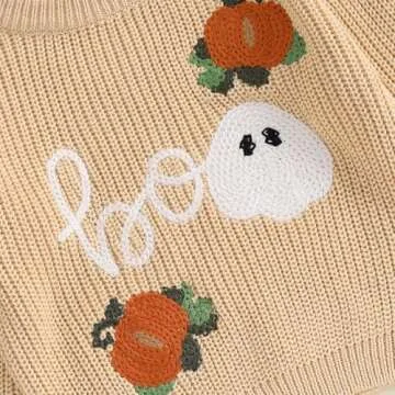 MAYUMMPY Toddler Baby Boy Girl Halloween Sweater Pumpkin Warm Pullover Sweatshirt Knitwear Knitted Fall Winter Clothes (Pumpkin Boo Beige Yellow, 0-3 Months)