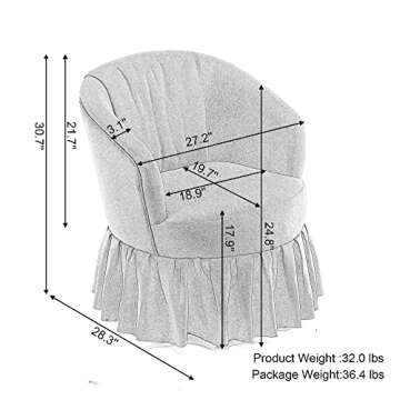 WEALTHGIRL Modern Classic Style Family Room Sofa Furniture Armchair Barrel Chair Linen Fabric Accent...