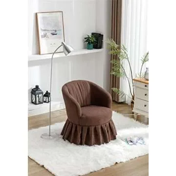 WEALTHGIRL Modern Classic Style Family Room Sofa Furniture Armchair Barrel Chair Linen Fabric Accent Swivel Chair Auditorium Chair with Pleated Skirt for Living Room Bedroom Auditorium (Brown)