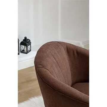 WEALTHGIRL Modern Classic Style Family Room Sofa Furniture Armchair Barrel Chair Linen Fabric Accent Swivel Chair Auditorium Chair with Pleated Skirt for Living Room Bedroom Auditorium (Brown)