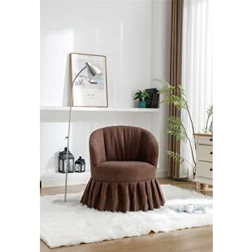 WEALTHGIRL Modern Classic Style Family Room Sofa Furniture Armchair Barrel Chair Linen Fabric Accent Swivel Chair Auditorium Chair with Pleated Skirt for Living Room Bedroom Auditorium (Brown)