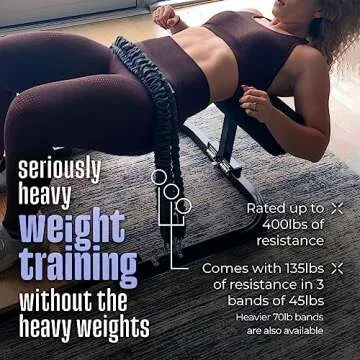 BootySprout Hip Thrust Machine for High Resistance Glute Training - Home Gym Workout - Comes with 45, 90, and 135 Lbs of Resistance - White