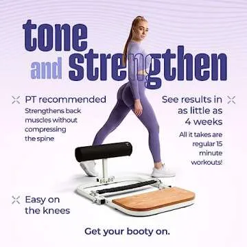 BootySprout Hip Thrust Machine for High Resistance Glute Training - Home Gym Workout - Comes with 45, 90, and 135 Lbs of Resistance - White