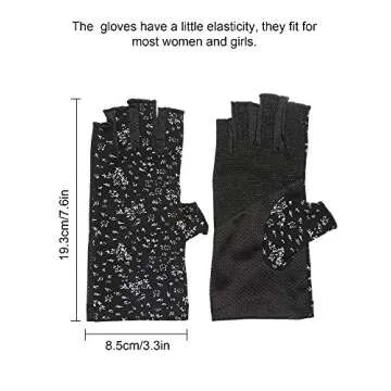 Maxdot 2 Pairs Women Sunblock Fingerless Gloves UV Protection Driving Gloves Summer Mitten Non Slip ...