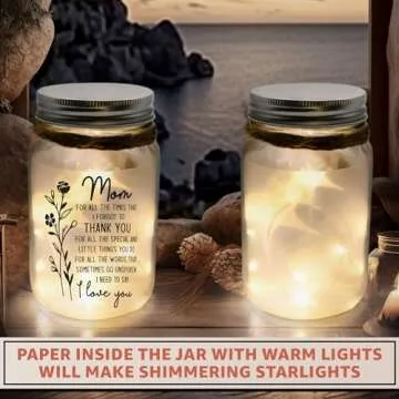 Macorner Lighted Mason Jar for Mothers Day Gift - Night Light