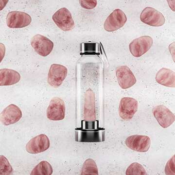 Simply Glamour Rose Quartz Crystal Healing Water Bottle