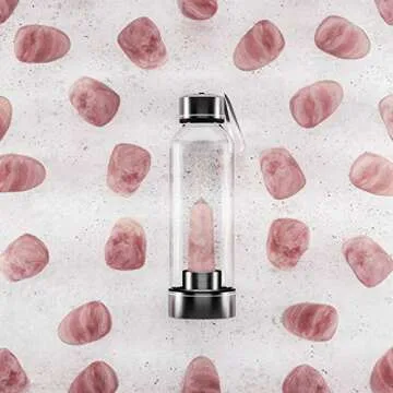 Simply Glamour Rose Quartz Crystal Healing Water Bottle