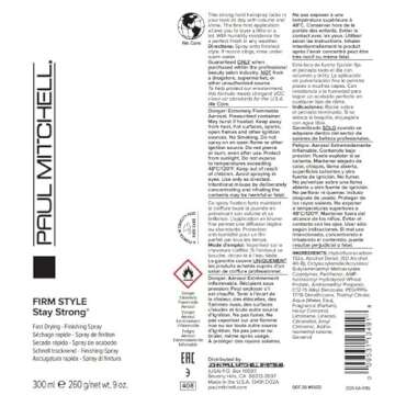 Paul Mitchell Stay Strong Finishing Hairspray, Long-Lasting Hold, Humidity-Resistant, For All Hair Types, 9 oz.