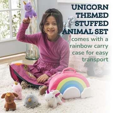 PixieCrush Unicorn Stuffed Animal Set - 5 Plush Toys Includes Narwhal, Puppycorn, Kittycorn, Rainbow...