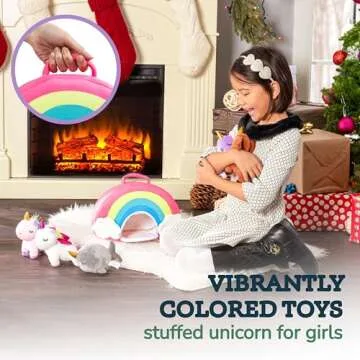 PixieCrush Unicorn Stuffed Animal Set - 5 Plush Toys Includes Narwhal, Puppycorn, Kittycorn, Rainbow and Pink Unicorn - Soft Colorful Plushies with Rainbow Carry Case - Gift for Girls Ages 3 and Up