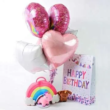 PixieCrush Unicorn Stuffed Animal Set - 5 Plush Toys Includes Narwhal, Puppycorn, Kittycorn, Rainbow and Pink Unicorn - Soft Colorful Plushies with Rainbow Carry Case - Gift for Girls Ages 3 and Up