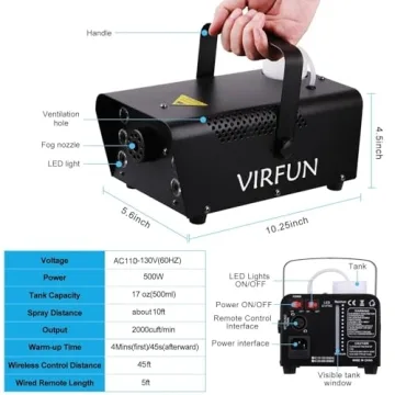 VIRFUN 6 LED Fog Machine with Remote Control