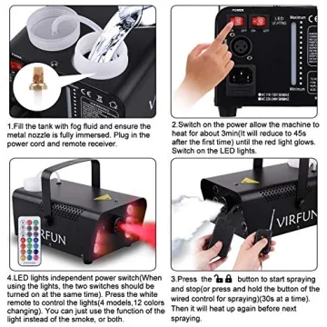 VIRFUN 6 LED Fog Machine with Remote Control
