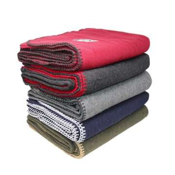 M MCGUIRE GEAR Wool Military Camping, Survival, and First Aid Blanket, 64" x 90" (Maroon)