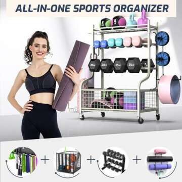 PLKOW Dumbbell Rack, Weight Rack for Dumbbells, Home Gym Storage for Dumbbells Kettlebells Yoga Mat ...