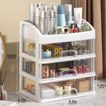 Stylish Makeup Organizer with 3 Drawers for All Ages