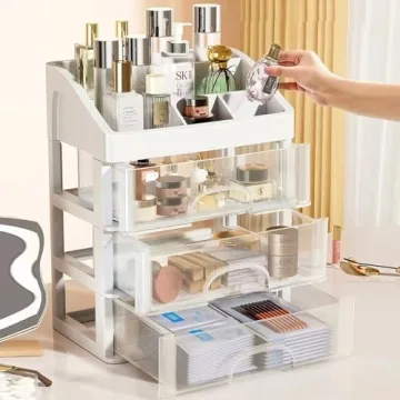 Stylish Makeup Organizer with 3 Drawers for All Ages