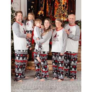 PATPAT Matching Christmas Pjs for Family Merry Christmas Pajamas Mommy and Me Pajamas Grey Xmas Holiday Jammies Sleepwear Adult Matching Pajamas for Couples Christmas Tree Pajamas for Women S