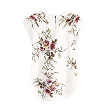 Milumia Women's Elegant Floral Print Petal Cap Sleeve Pleated Vacation Office Work Blouse Top Beige ...