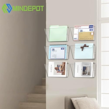 MINDEPOT Wall File Organizer with 6 Acrylic Pockets
