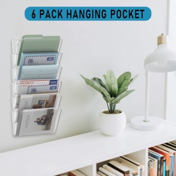 MINDEPOT Wall File Organizer with 6 Acrylic Pockets