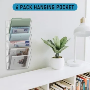 MINDEPOT Wall File Organizer with 6 Acrylic Pockets