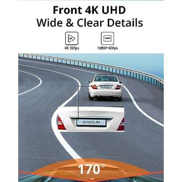 Kingslim D5-4K Dash Cam with WiFi - Front Dash Camera for Cars with GPS and Speed, Sony Night Vision, Support APP and 256GB Max