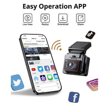 Kingslim D5-4K Dash Cam with WiFi - Front Dash Camera for Cars with GPS and Speed, Sony Night Vision, Support APP and 256GB Max