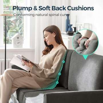 LINSY Loveseat Sofa Small Couch - Comfy 58" Small Loveseat for Small Spaces Modern Couches with Thick Cushion, Ergonomic Design Soft Sofa for Living Room Bedroom Apartment (Dark Grey)