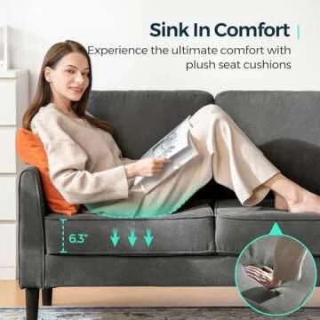 LINSY Loveseat Sofa Small Couch - Comfy 58" Small Loveseat for Small Spaces Modern Couches with Thick Cushion, Ergonomic Design Soft Sofa for Living Room Bedroom Apartment (Dark Grey)