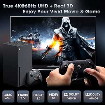 ROOFULL 5 Port 4K HDMI Switch with Remote & Auto-Switching