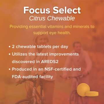 Focus Select AREDS2 Based Chewable Eye Vitamin-Mineral Supplement - AREDS2 Based Supplement for Eyes (180 ct. 90 Day Supply) Citrus Flavored AREDS2 Based Eye Chewable - AREDS2 Low Zinc Formula
