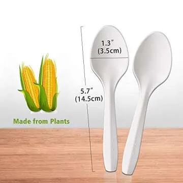 150 Eco-Friendly Compostable Spoons - Biodegradable and Durable Utensils