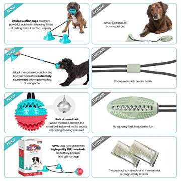 Dog Toys for Aggressive Chewers Interactive Teething Boredom and Stimulating Tug of War Suction Cup ...