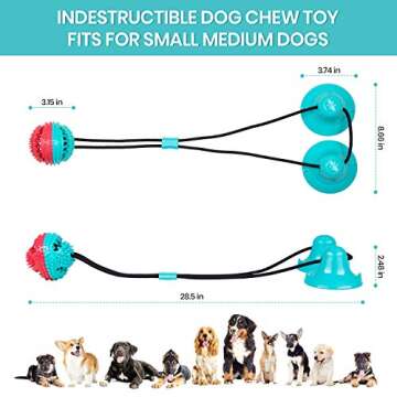 Dog Toys for Aggressive Chewers Interactive Teething Boredom and Stimulating Tug of War Suction Cup Puzzle Indestructible Puppy Rope Enrichment Teeth Cleaning Ball Accessories for Small Large Dogs