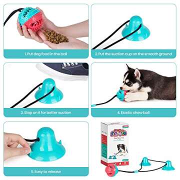 Dog Toys for Aggressive Chewers Interactive Teething Boredom and Stimulating Tug of War Suction Cup Puzzle Indestructible Puppy Rope Enrichment Teeth Cleaning Ball Accessories for Small Large Dogs