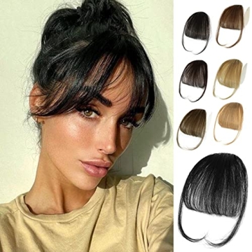 NAYOO Bangs Hair Clip in Bangs 100% Real Human Hair Extensions for Women - Wispy Bangs with Temples ...